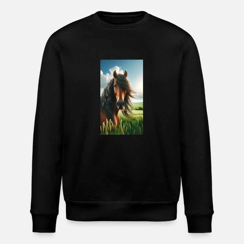 Braunes Pferd - Stanley/Stella Unisex Bio-Sweatshirt ROLLER - Schwarz