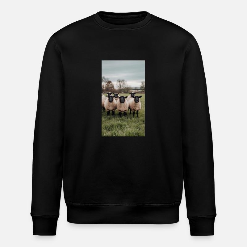 Schafe auf der Wiese - Stanley/Stella Unisex Bio-Sweatshirt ROLLER - Schwarz
