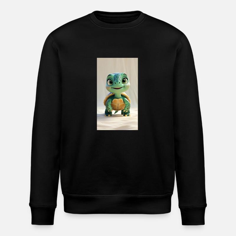 Whimsical 3D Animated Turtle - Stanley/Stella ROLLER Unisex Organic Sweatshirt - black