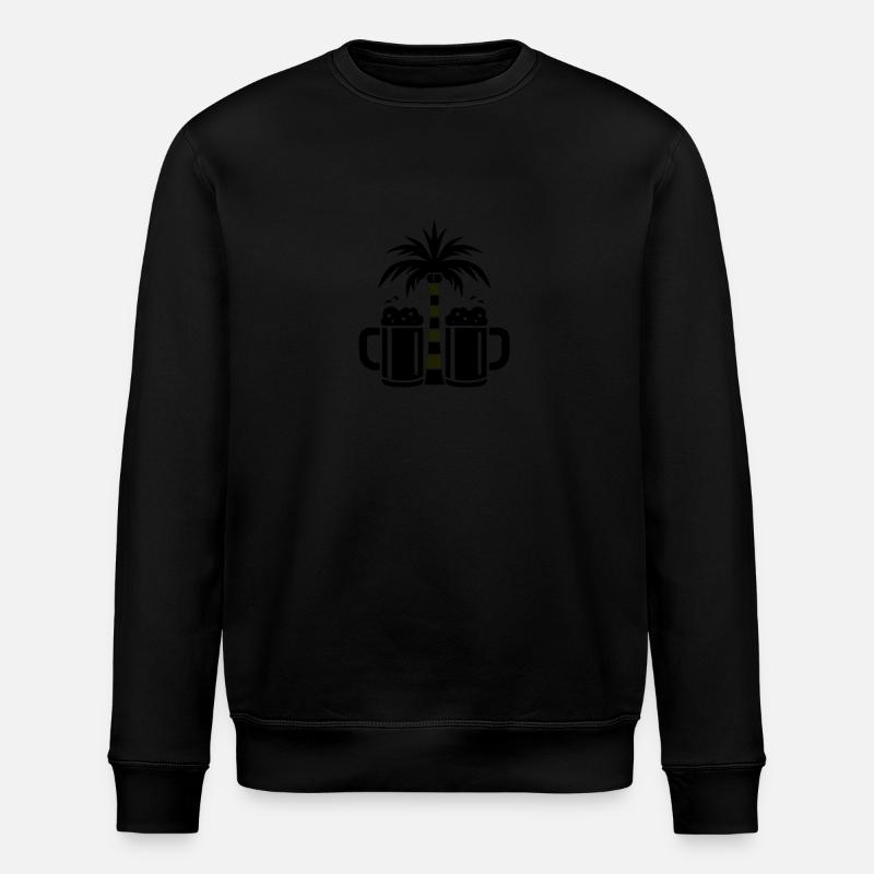 Beer Palm Trees Beach - Stanley/Stella ROLLER Unisex Organic Sweatshirt - black
