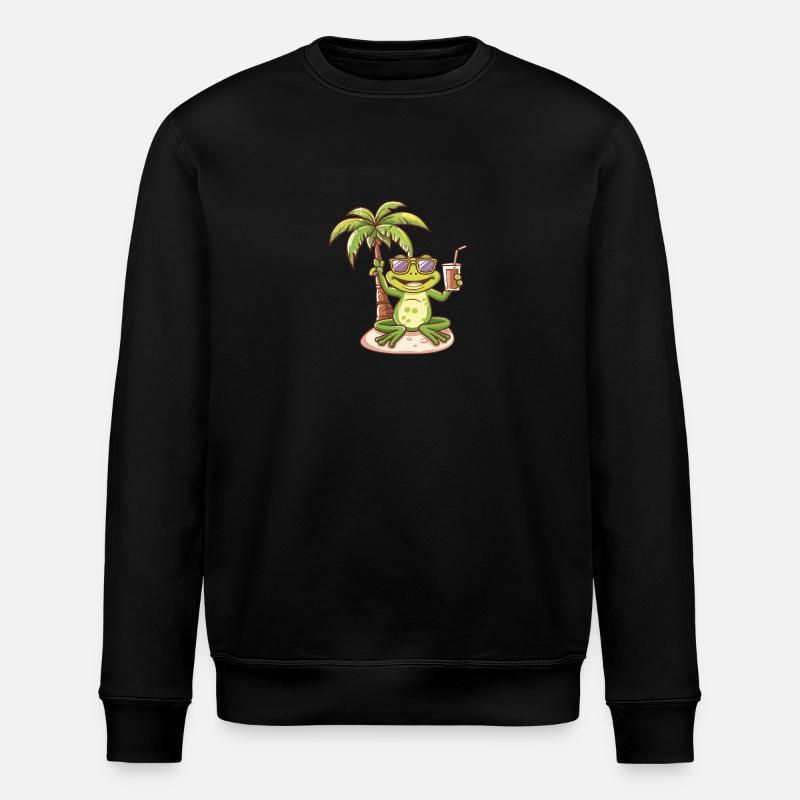 Frosch Sommer Strand Comic - Stanley/Stella Unisex Bio-Sweatshirt ROLLER - Schwarz