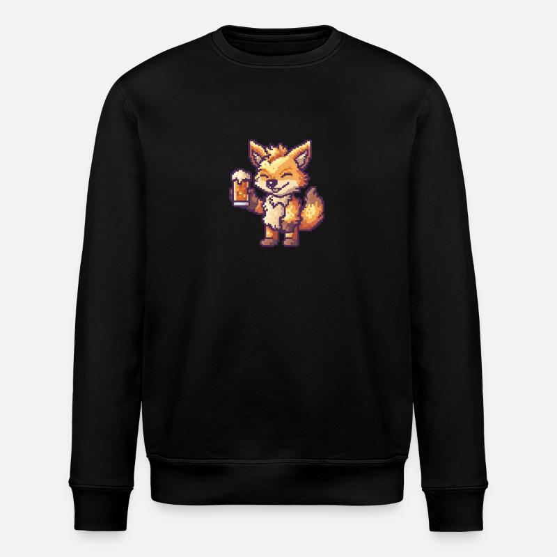Wolf Beer Pixel - Stanley/Stella ROLLER Unisex Organic Sweatshirt - black