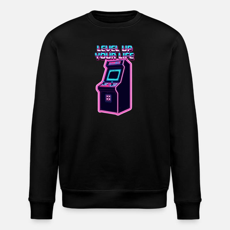 Level Up Your Life Neon Arcade - Stanley/Stella Unisex Bio-Sweatshirt ROLLER - Schwarz