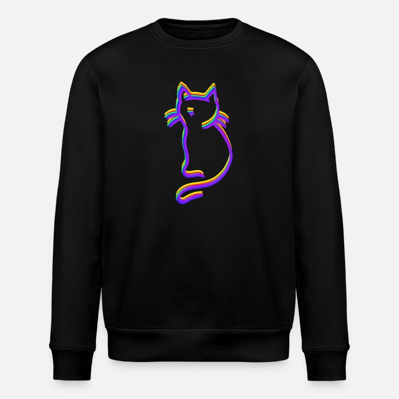 LGBT Regenbogen Katze - Stanley/Stella Unisex Bio-Sweatshirt ROLLER - Schwarz