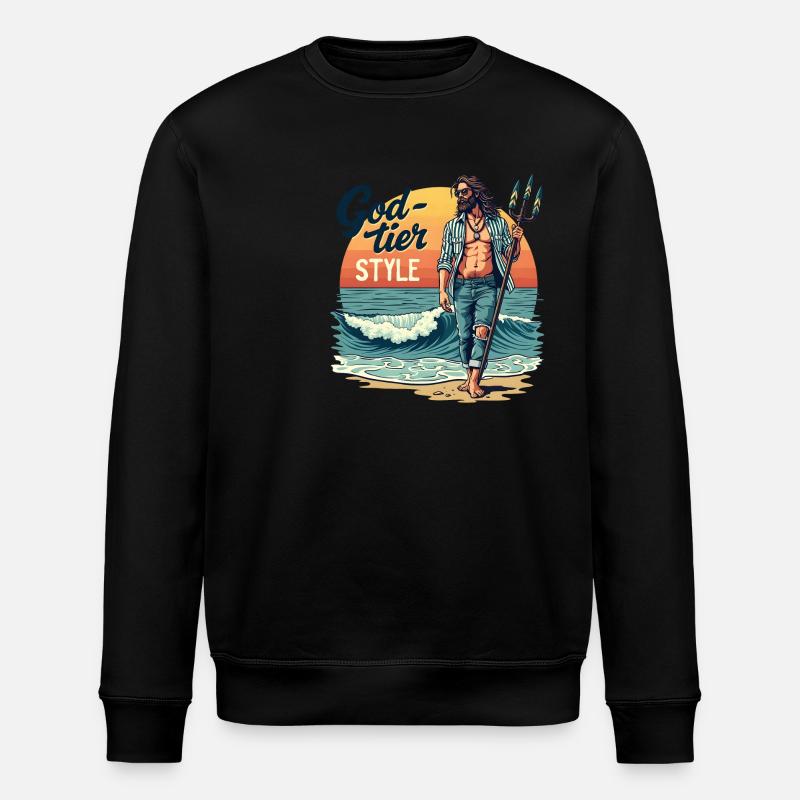 God Tier Style - Hipster Poseidon - Stanley/Stella Unisex Bio-Sweatshirt ROLLER - Schwarz