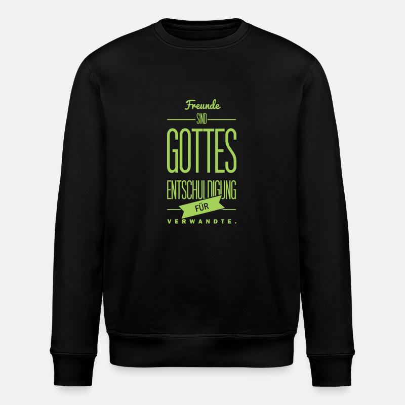 Spruch: Gottes Entschuldigung - Stanley/Stella Unisex Bio-Sweatshirt ROLLER - Schwarz