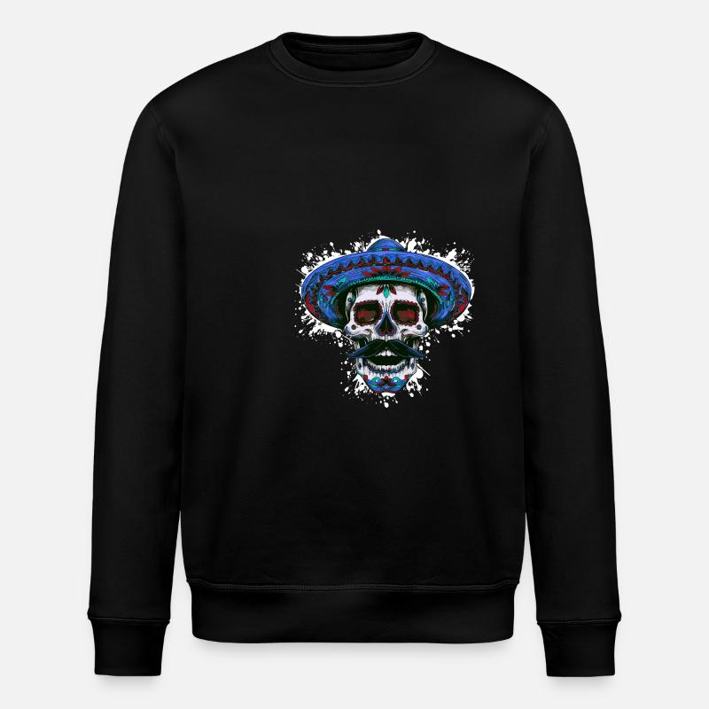 Sombrero Mexican Skull - Stanley/Stella ROLLER Unisex Organic Sweatshirt - black