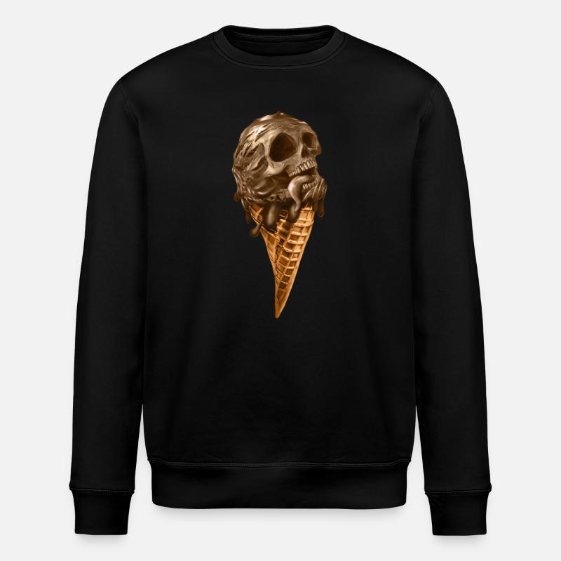 Softeis mit ätherischem Totenkopf - Stanley/Stella Unisex Bio-Sweatshirt ROLLER - Schwarz