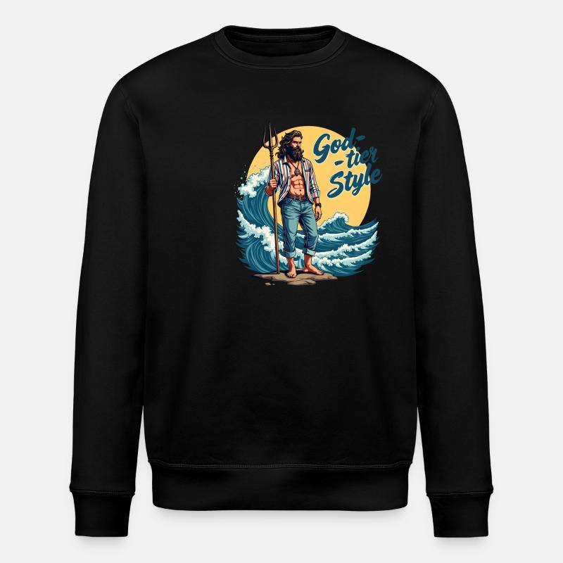 God Tier Style - Hipster Poseidon - Stanley/Stella Unisex Bio-Sweatshirt ROLLER - Schwarz