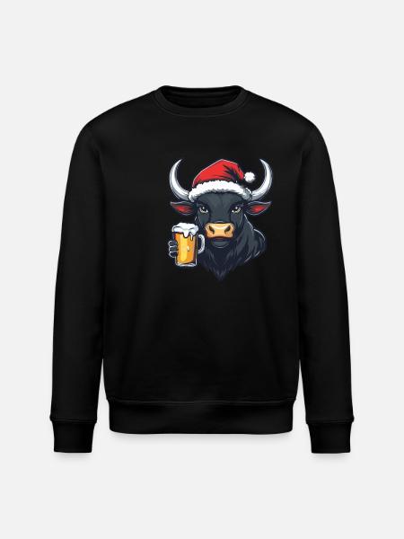 Taurus Christmas Beer - Stanley/Stella ROLLER Unisex Organic Sweatshirt - black