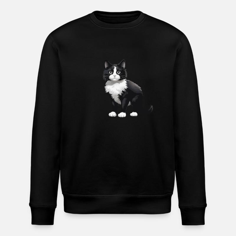 Katze Niedlich - Stanley/Stella Unisex Bio-Sweatshirt ROLLER - Schwarz