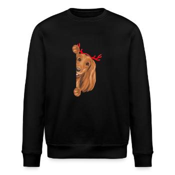 Peeking Cocker Spaniel Hund mit Weihnachtshörnern - Stanley/Stella Unisex Bio-Sweatshirt ROLLER - Schwarz - Vorne - Nik (191cm)