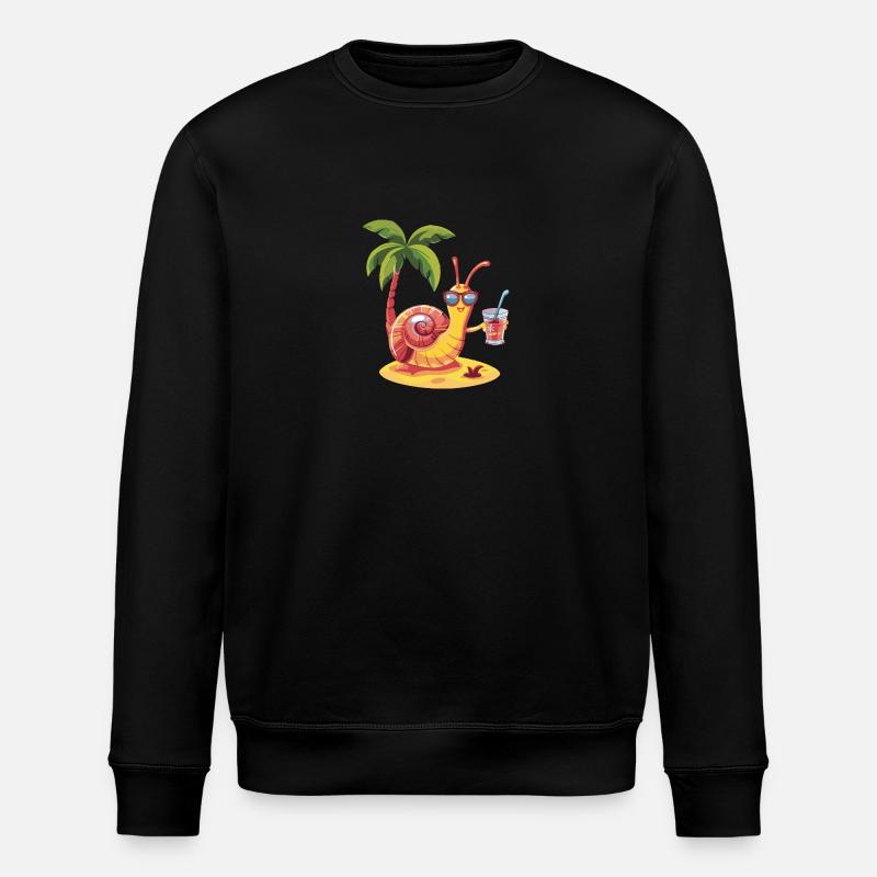 Snail Summer Beach Comic - Stanley/Stella ROLLER Unisex Organic Sweatshirt - black