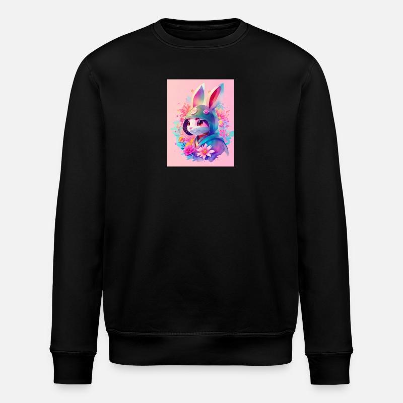 Rabbit in Digital Style - Stanley/Stella ROLLER Unisex Organic Sweatshirt - black