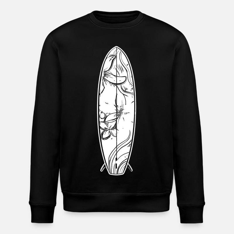 Cartoon Surfboard - Stanley/Stella ROLLER Unisex Organic Sweatshirt - black