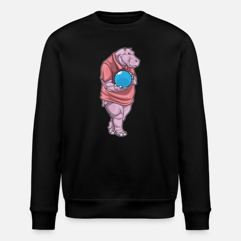 Hippo Bowling Bowling Ball - Stanley/Stella ROLLER Unisex Organic Sweatshirt - black