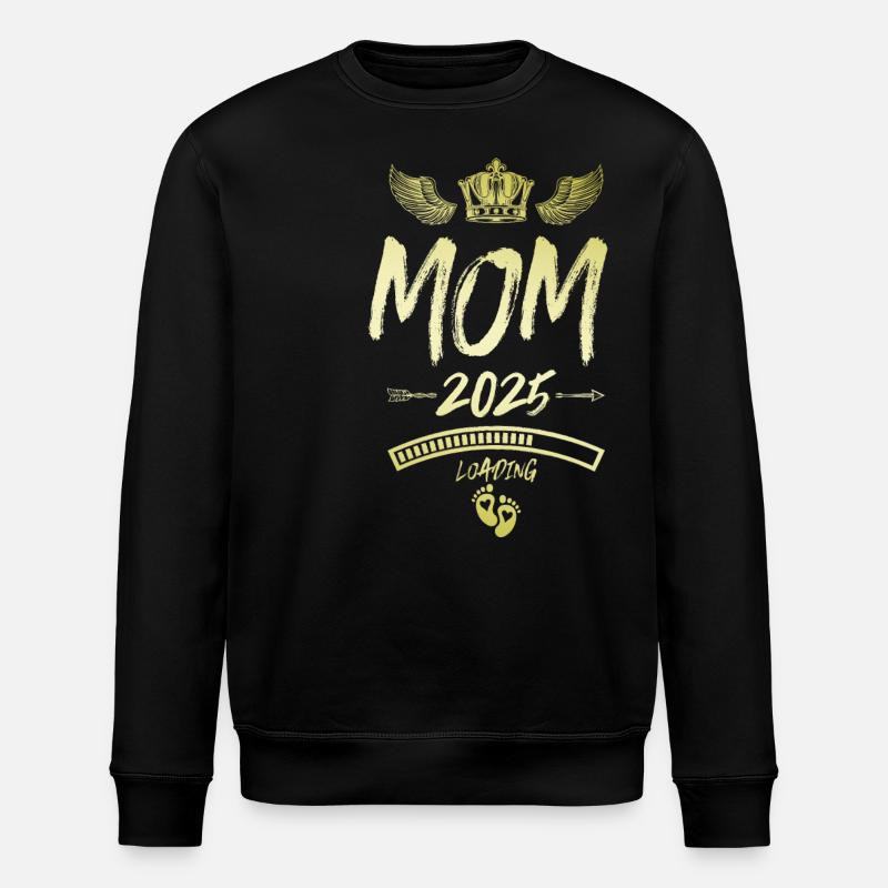 Mom 2025 Loading Mom Saying - Stanley/Stella ROLLER Unisex Organic Sweatshirt - black
