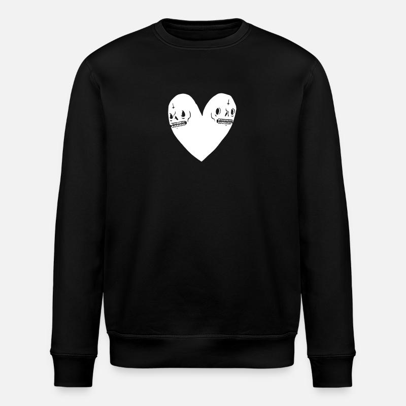 Skull heart - Stanley/Stella ROLLER Unisex Organic Sweatshirt - black