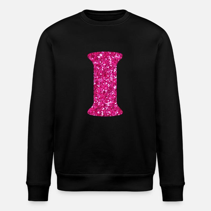 Buchstabe i rosa Glitzer - Stanley/Stella Unisex Bio-Sweatshirt ROLLER - Schwarz