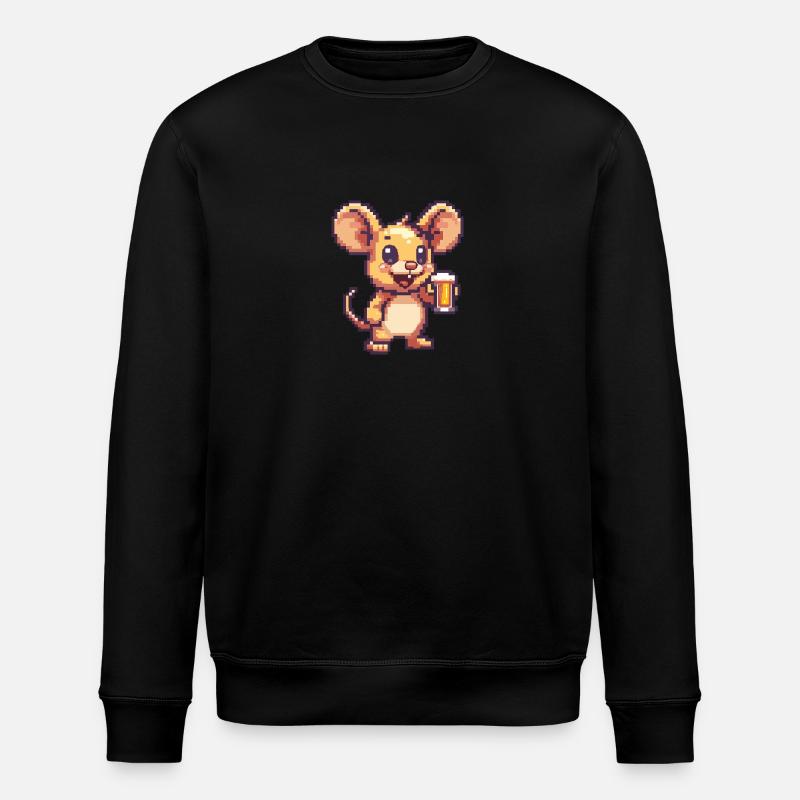 Mouse Beer Pixel - Stanley/Stella ROLLER Unisex Organic Sweatshirt - black