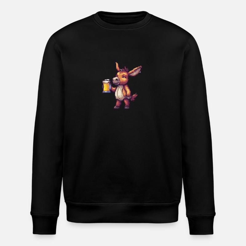 Esel Bier Pixel - Stanley/Stella Unisex Bio-Sweatshirt ROLLER - Schwarz