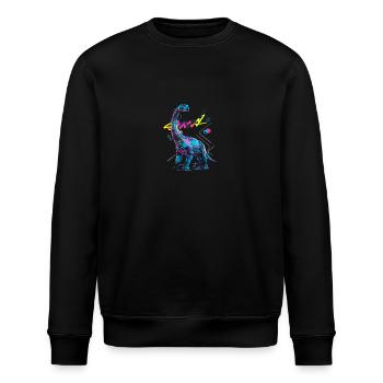 Neon Dinosaurier Abstrakt Kunstwerk - Stanley/Stella Unisex Bio-Sweatshirt ROLLER - Schwarz - Vorne - Nik (191cm)
