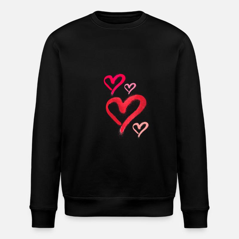 spray paint,spray,hearts,graffiti,red,pink - Stanley/Stella ROLLER Unisex Organic Sweatshirt - black
