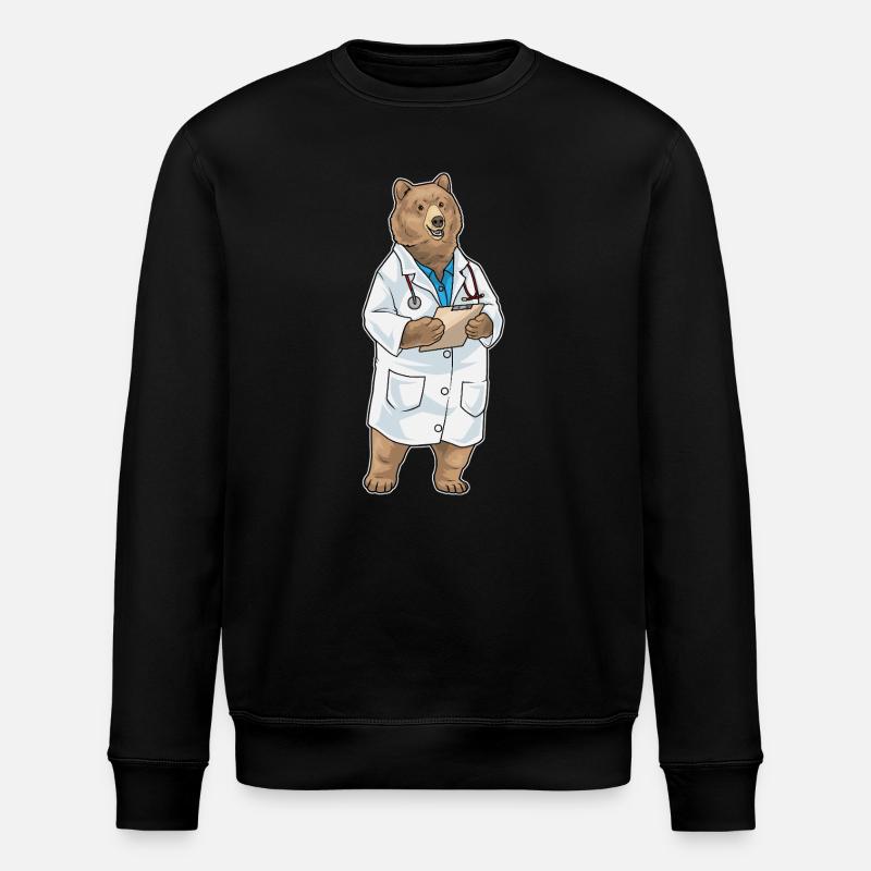 Bear Doctor Stethoscope - Stanley/Stella ROLLER Unisex Organic Sweatshirt - black