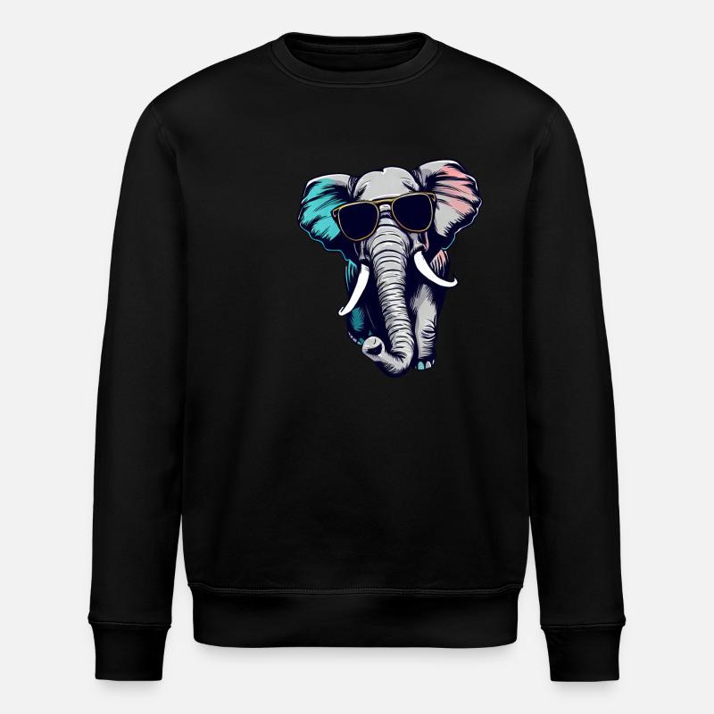 Cool Elefant - Elefant mit Sonnenbrille - Stanley/Stella Unisex Bio-Sweatshirt ROLLER - Schwarz