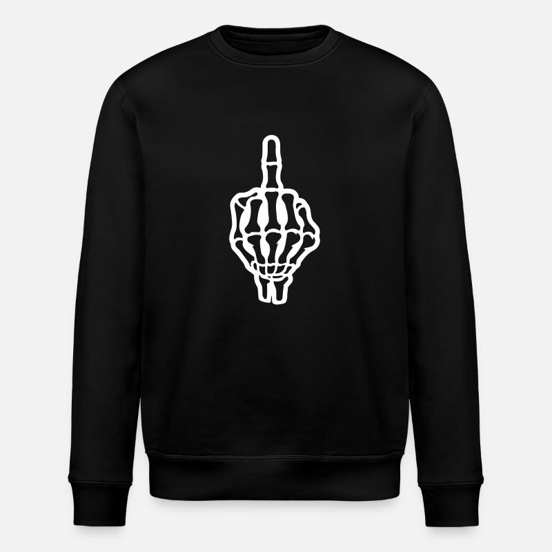 Skelett Mittelfinger Hand - Stanley/Stella Unisex Bio-Sweatshirt ROLLER - Schwarz
