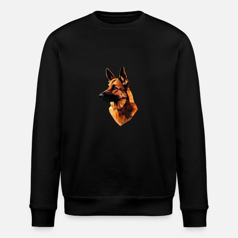 Deutscher Schäferhund Low Poly Design - Stanley/Stella Unisex Bio-Sweatshirt ROLLER - Schwarz