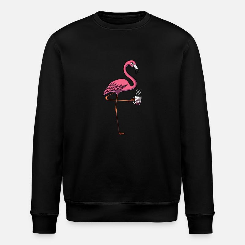 Flamingo Bird Coffee Lover - Stanley/Stella ROLLER Unisex Organic Sweatshirt - black