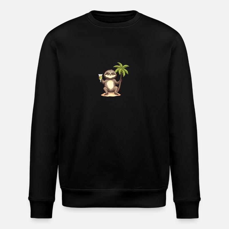 Sloth Summer Vacation - Stanley/Stella ROLLER Unisex Organic Sweatshirt - black