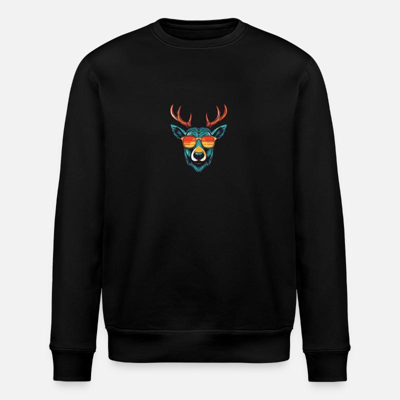 Deer Head Cool - Stanley/Stella ROLLER Unisex Organic Sweatshirt - black