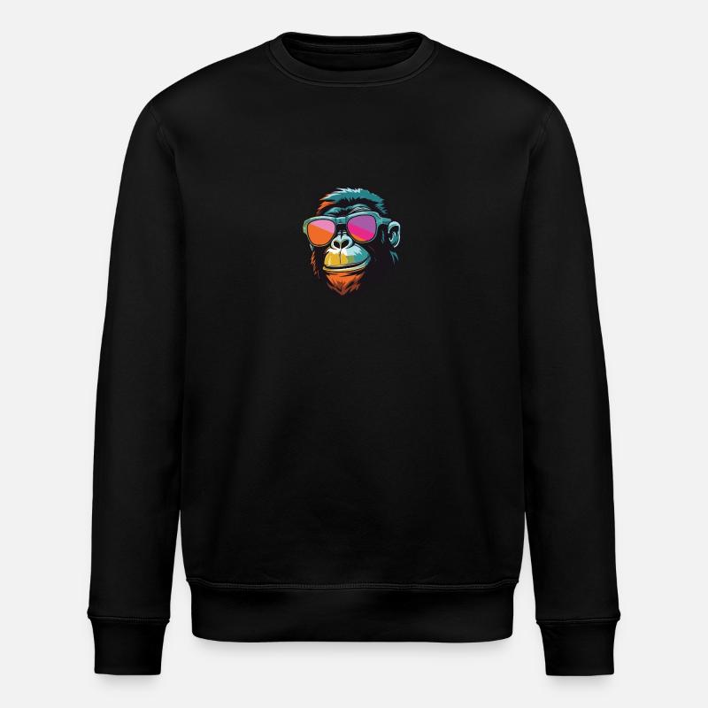 Monkey Head Cool Monkey - Stanley/Stella ROLLER Unisex Organic Sweatshirt - black