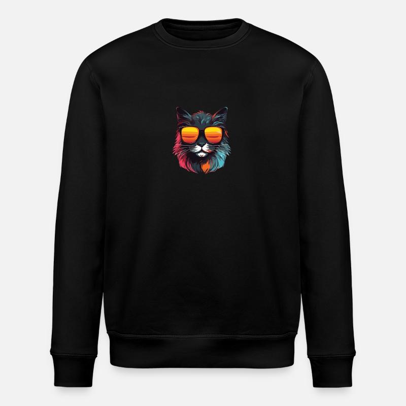 Cat Head Cool - Stanley/Stella ROLLER Unisex Organic Sweatshirt - black