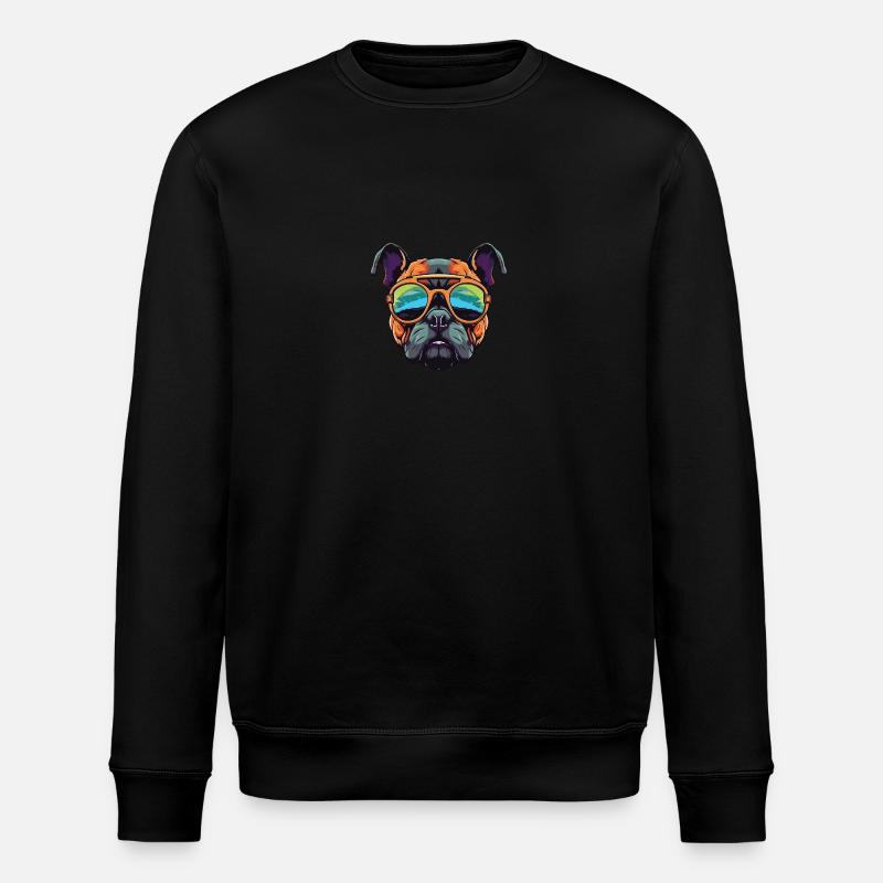 Tête de chien bouledogue cool - Sweat bio ROLLER Stanley/Stella Unisexe - noir