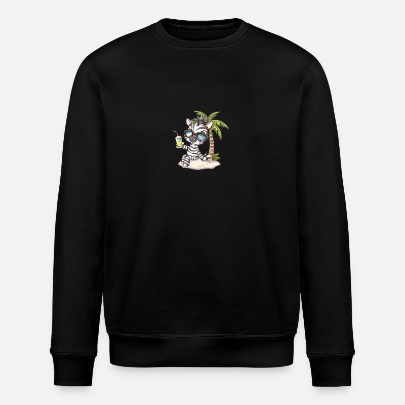 Zebra Sommer Strand Comic - Stanley/Stella Unisex Bio-Sweatshirt ROLLER - Schwarz