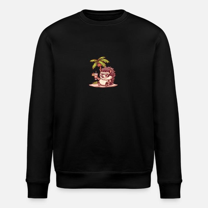 Hedgehog Summer Beach Comic - Stanley/Stella ROLLER Unisex Organic Sweatshirt - black