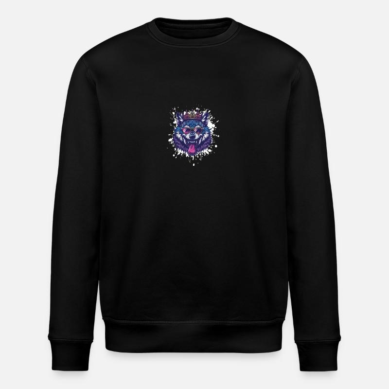 Wolf Comic Lustig Party - Stanley/Stella Unisex Bio-Sweatshirt ROLLER - Schwarz