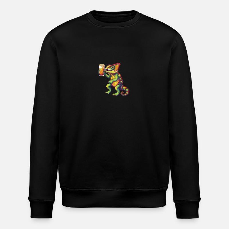 Chameleon Beer Pixel - Stanley/Stella ROLLER Unisex Organic Sweatshirt - black