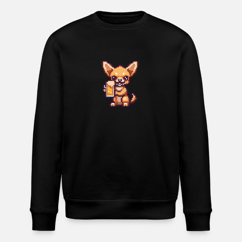 Chihuahua Chiens Bière Pixel - Sweat bio ROLLER Stanley/Stella Unisexe - noir