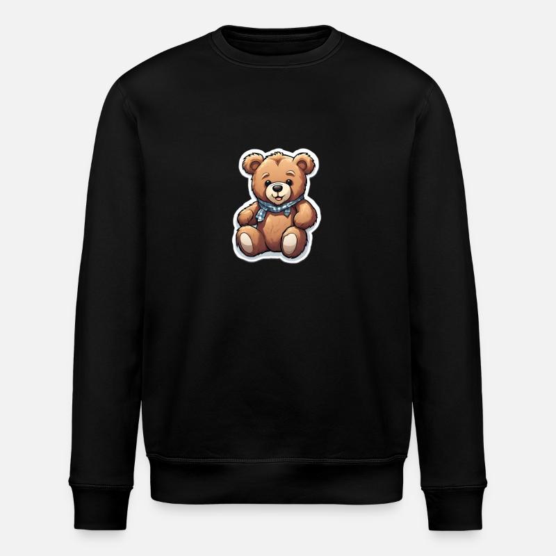 Cuddly teddy bear with scarf - Stanley/Stella ROLLER Unisex Organic Sweatshirt - black
