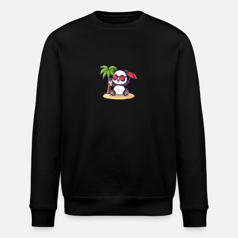 Panda Insel Sommer Palme - Stanley/Stella Unisex Bio-Sweatshirt ROLLER - Schwarz