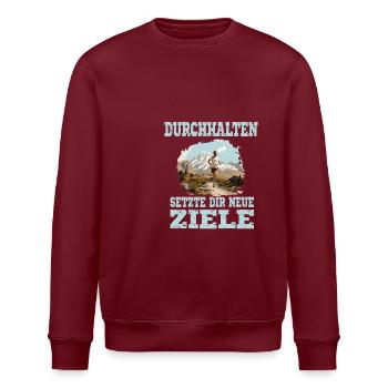 Durchhalten Setze Dir Neue Ziele Motivation Lauf - Stanley/Stella Unisex Bio-Sweatshirt ROLLER - Burgunderrot - Vorne - Nik (191cm)