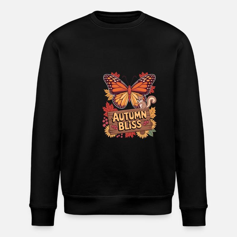 Autumn Joy Butterfly Squirrel and - Stanley/Stella ROLLER Unisex Organic Sweatshirt - black