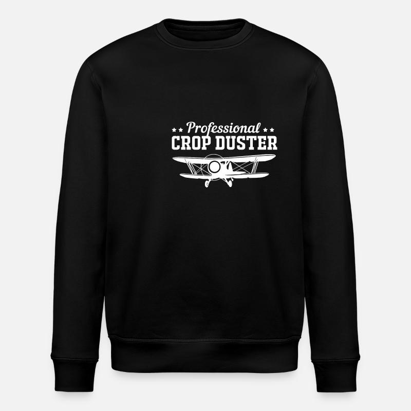 Crop Duster Airplane Pilot - Stanley/Stella ROLLER Unisex Organic Sweatshirt - black