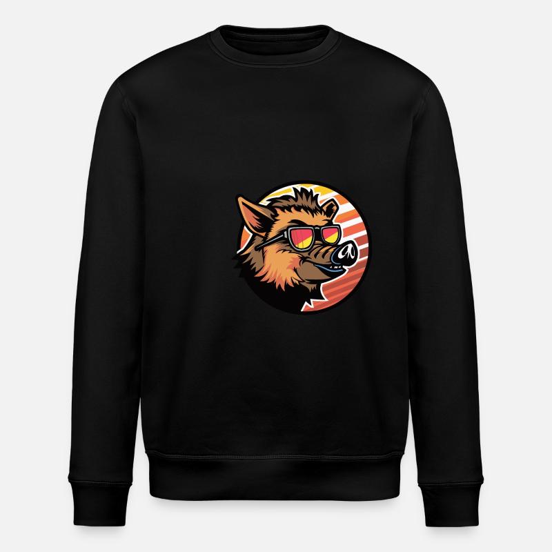 Schwein Comic Wildschwein - Stanley/Stella Unisex Bio-Sweatshirt ROLLER - Schwarz