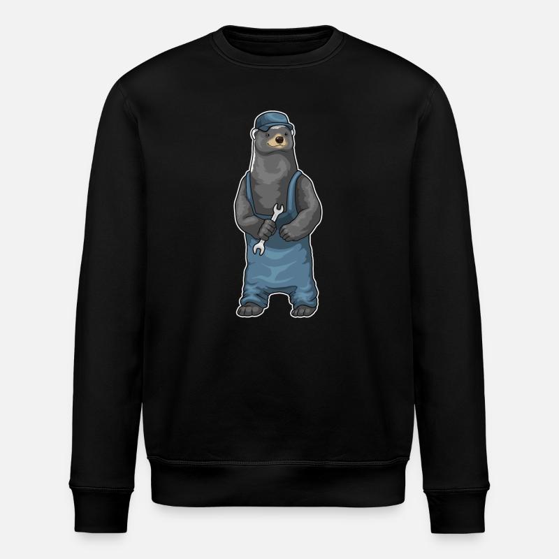 Dachs Handwerker Schraubenschlüssel - Stanley/Stella Unisex Bio-Sweatshirt ROLLER - Schwarz