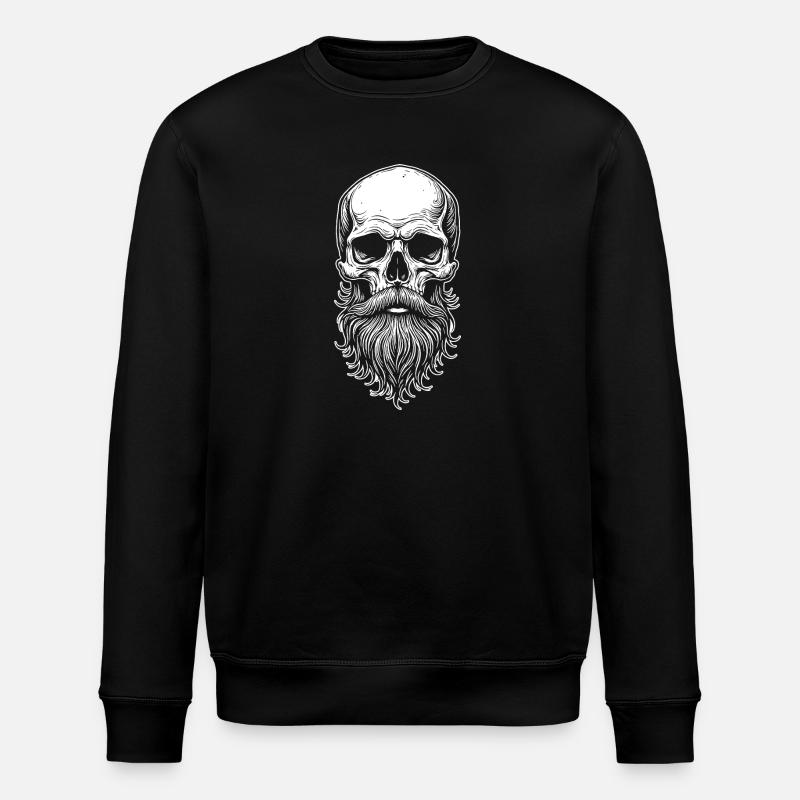 Skull mit Bart - Stanley/Stella Unisex Bio-Sweatshirt ROLLER - Schwarz